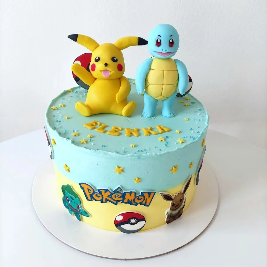 Bezlepkový dort Pokémon s Pikachu a Squirtlem Praha